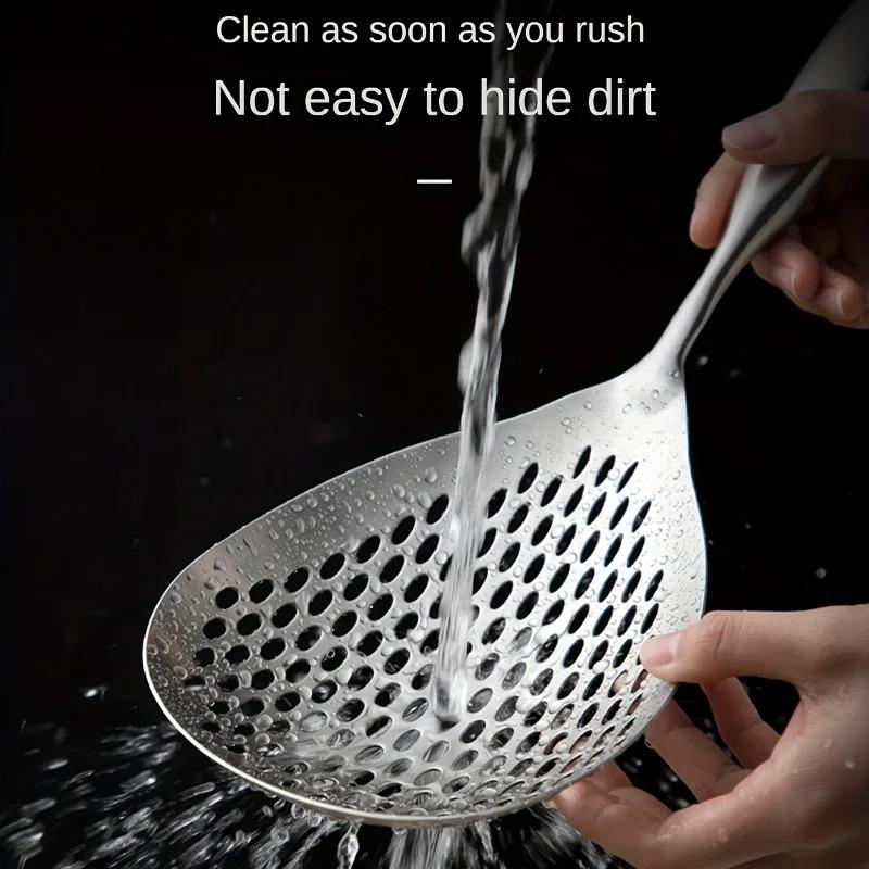 Stainless Steel Kitchenware Cooking Strainer with Wood Handle Pepper Seasoning Colander Sieve Utensils Filter Scoop Spoons