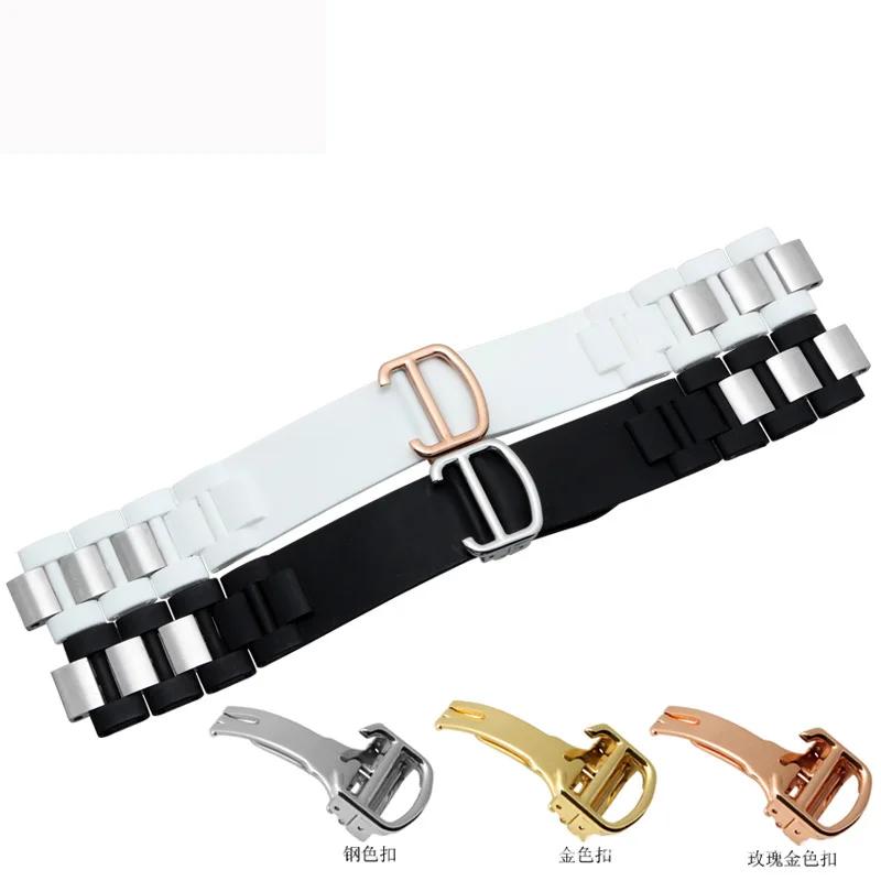 Hoge kwaliteit siliconen band met bolle 20 * 10 mm voor cartier 21 Chronoscaph sport waterdichte horlogeband W10198U2 W10197U2 riem