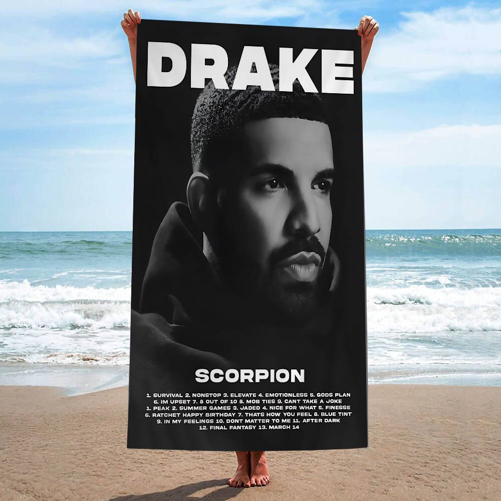 Coperta in Microfibra Bianca Nera Drake Asciugatura Rapida Asciugamani da Spiaggia Stampa Oversize Super Assorbente Coperta Asciugamano da Piscina