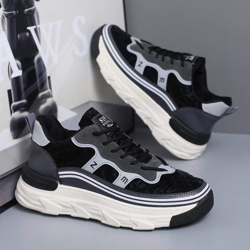 

Мужская обувь Four Seasons Trend, дышащие кроссовки на шнуровке, мужская модная обувь на платформе Daddy, легкая спортивная повседневная обувь 39 чёрный