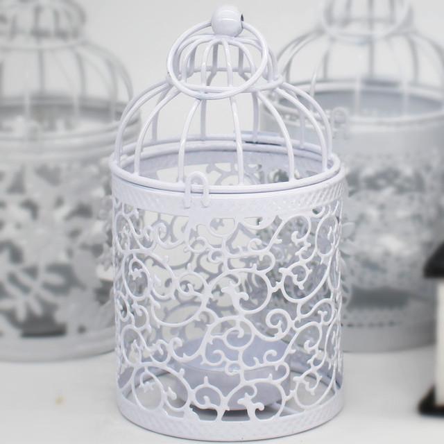 1PC Creative Candelabros Hollow Hanging Bird Cage Candle Holder Candlestick Lantern Bridal Decor Vintage Candlesticks Home Decor