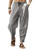 Hip Hop Mens Loose Cotton Linen Drawstring Casual Pants For Urban Style