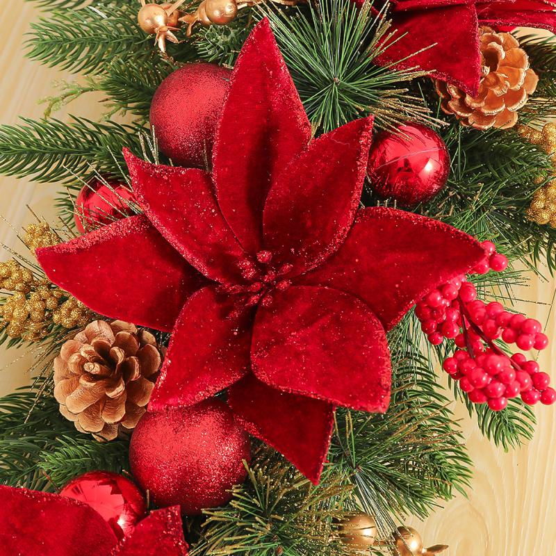 

60Cm Christmas Wreath Pendant Without/With Light Atmosphere Decorative Garland Home Door Window Stairs Decoration Party Supplies 1PCS