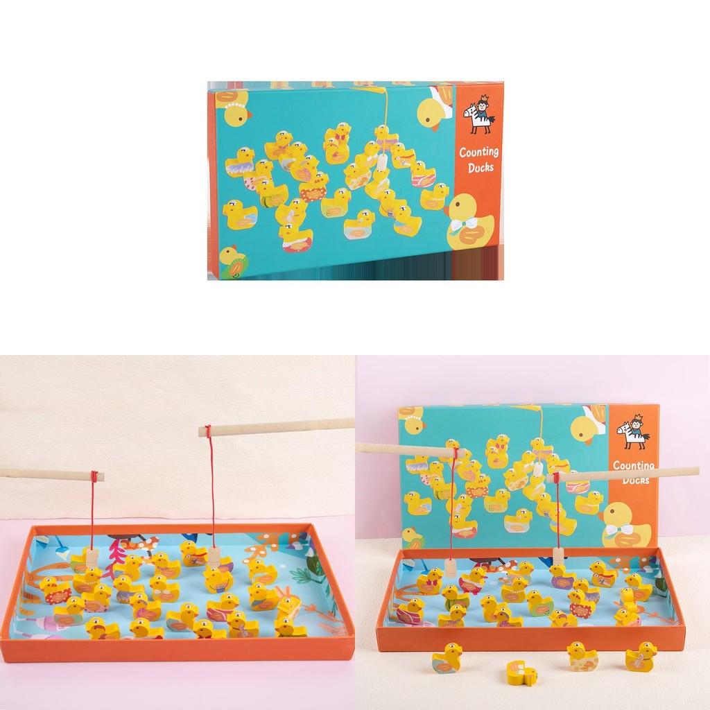 Magnetic Wooden Duck Catching Toy For Kids Learning Arithmetic And Colors Gift