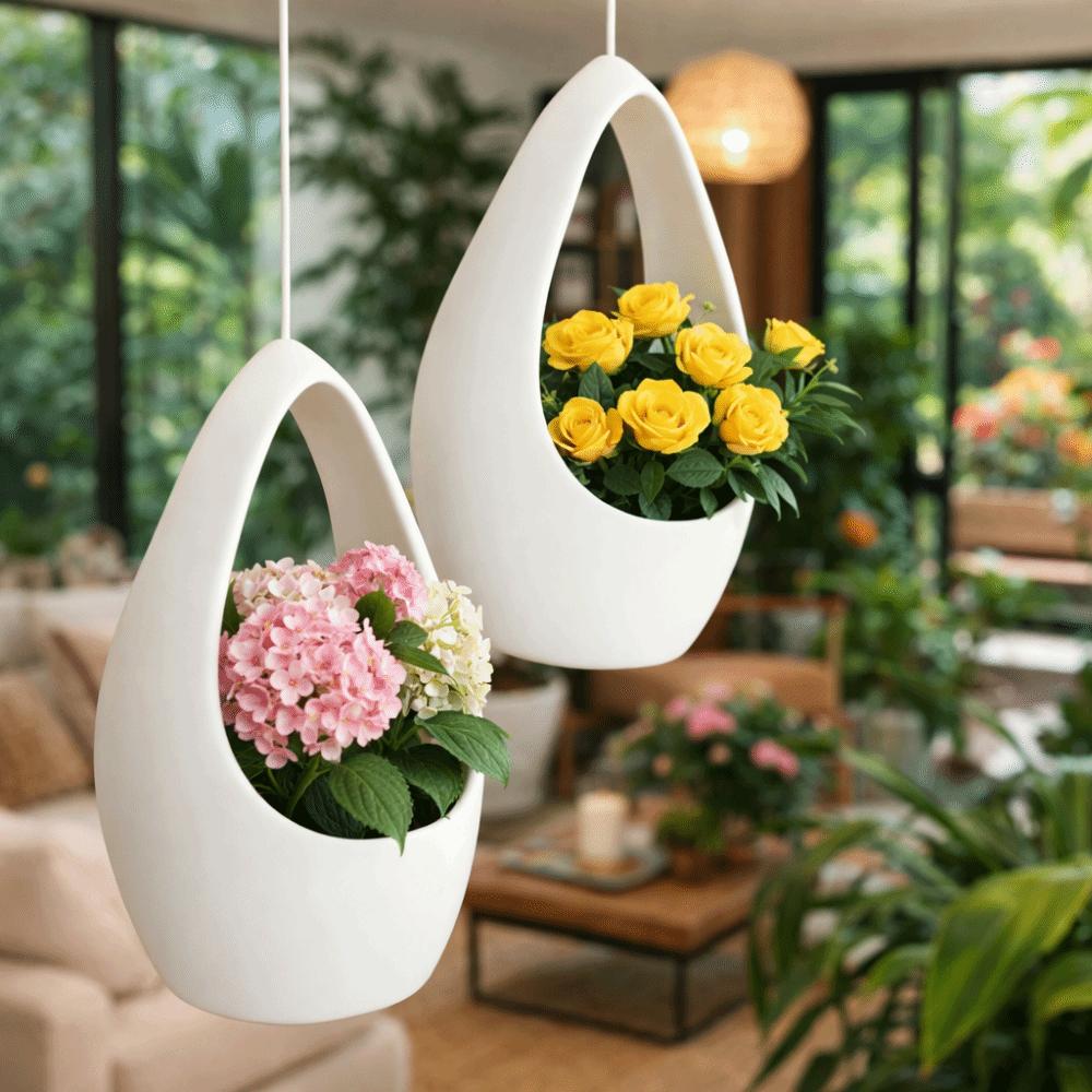 Thickened Hanging Flower Pot Chain Hooks Large Capacity Hanging Planter Decorative Breathable Plastic Flowerpot Flower Planting