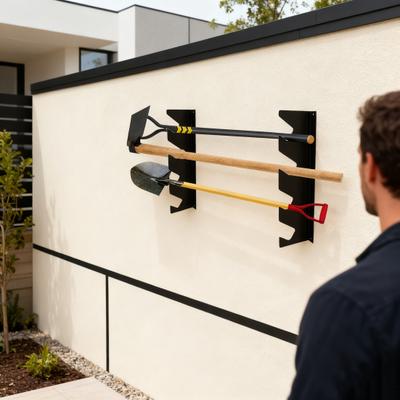 2Pcs Wall Mounted Tool Organizer Rack Heavy Duty Metal Multi-functional Garage Shed Gardening Tools Storage Holder