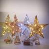 Christmas Tree Pentagram Decoration Exquisite Iron Glitter Powder Christmas Tree Decoration Top LED Star Lighting Props