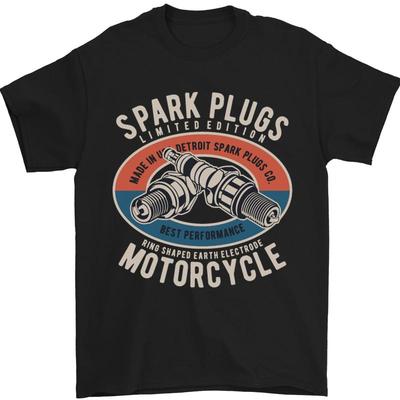 Spark Plugs 100% Cotton Motorcycle T-Shirt for Men