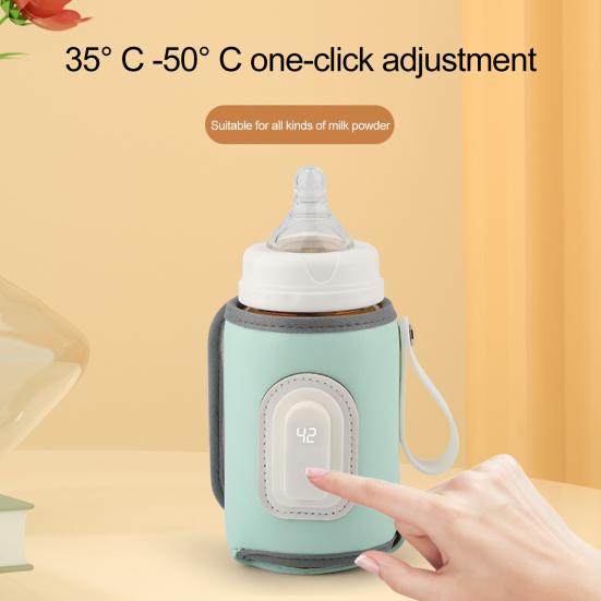 Baby Bottle Warmer Rechargeable Portable Type-C Charging Temperature Adjustable with LED