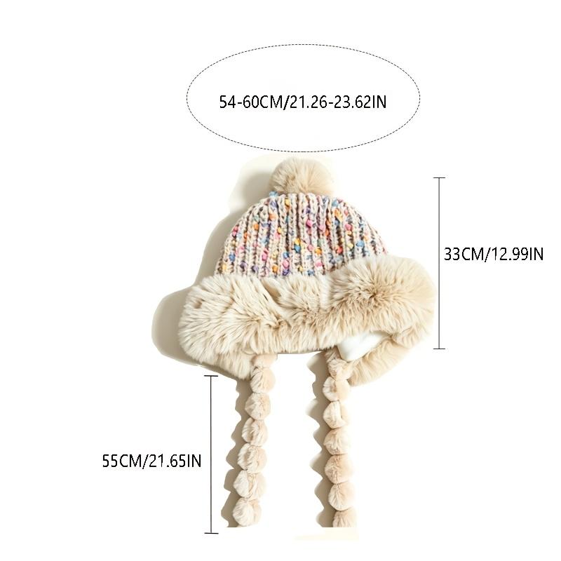 Winter Fleece Thick Warm Hat Women'S Sweet Cute Pom-Pom Braided Lei Feng Hat Ear Protection Cold-Proof Hat