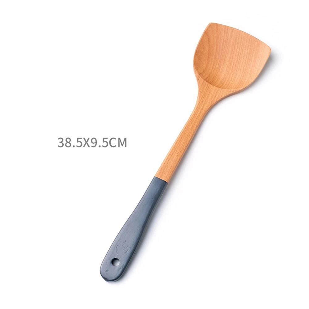 Multi Function Non Stick Wooden Turners Ladle Household Non-slip Stir-fry Utensils for Kitchen Long Handled Eco Cooking Gadgets
