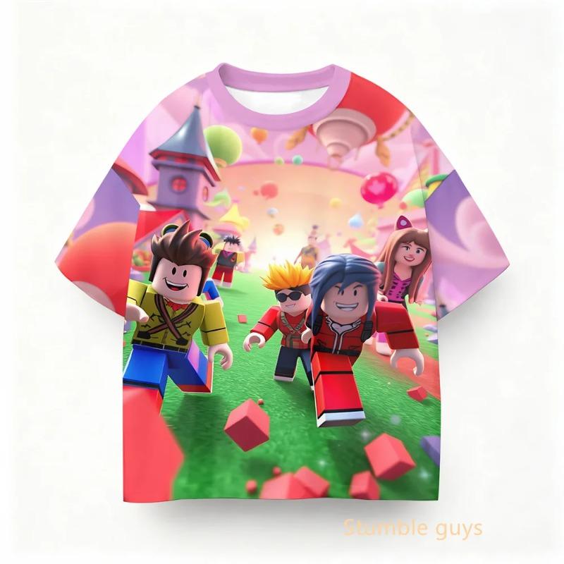 Summer Kids Roblox Game Anime T-shirt Boys Clothes Girls Summer Wear