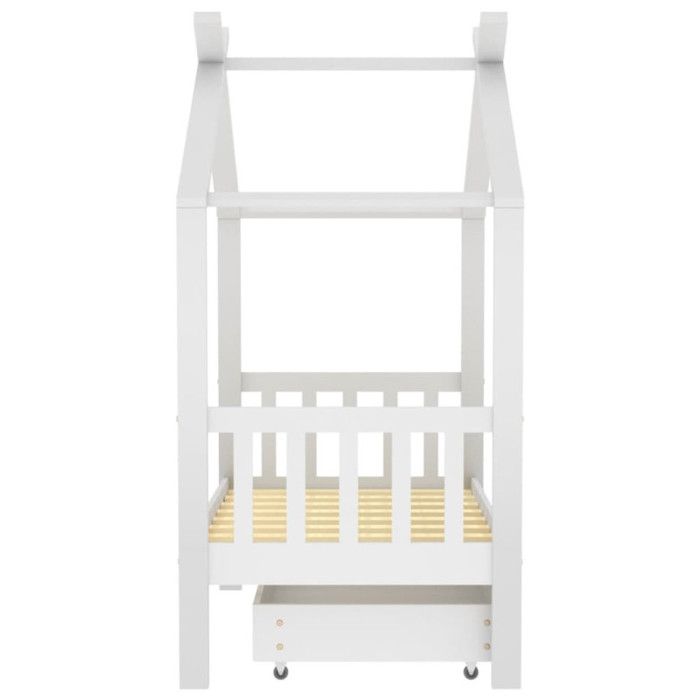VidaXL Cadre de lit enfant avec tiroir blanc pin massif 70x140 cm, cadre de lit en bois pour enfant, lit, lit pour enfant 322148
