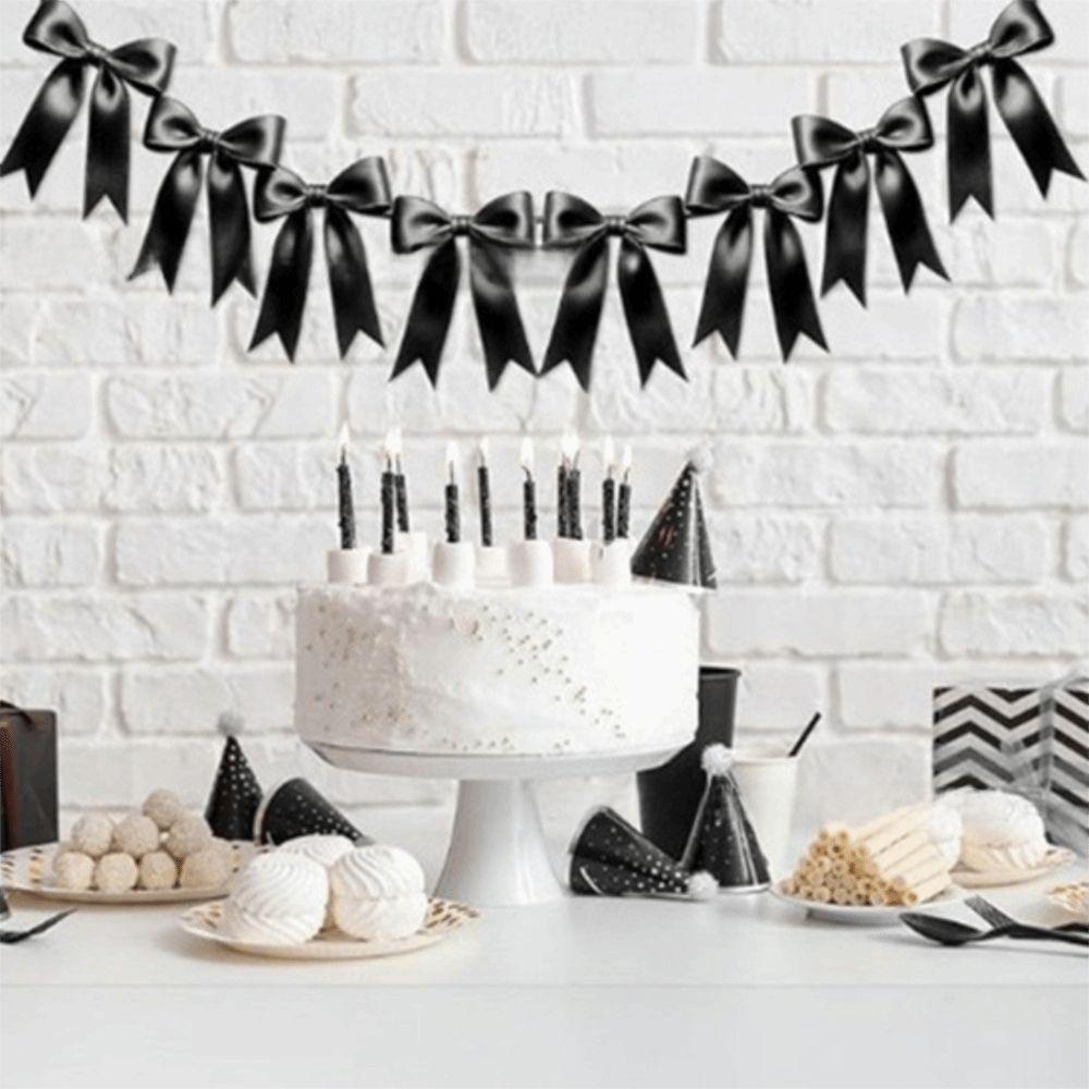 1set Satin Bowknot Banner Baby Shower Decoration Christmas Ribbon For Kids Birthday Party Wedding