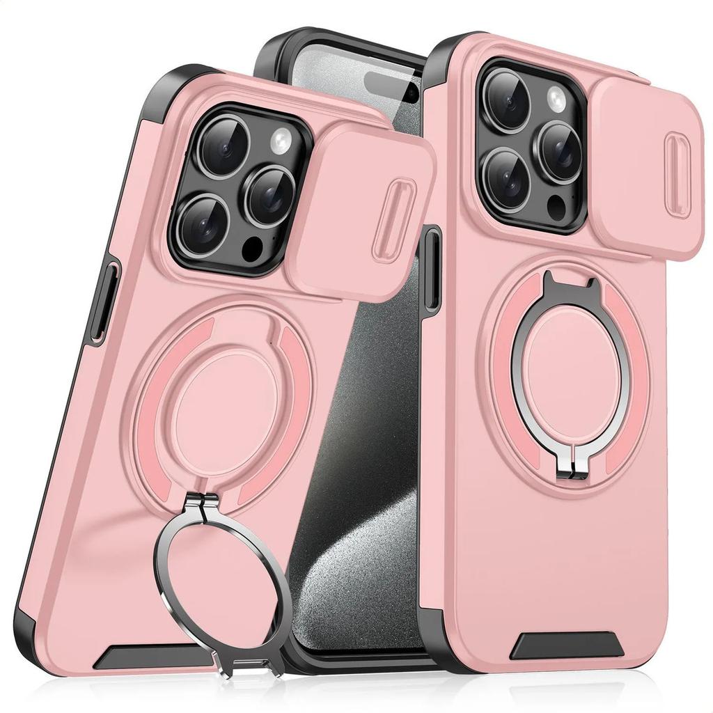 For iPhone 16 Pro Max Case, Magnetic Camera Cover Phonecover With 360° Rotating Ring Holder For For iPhone 16