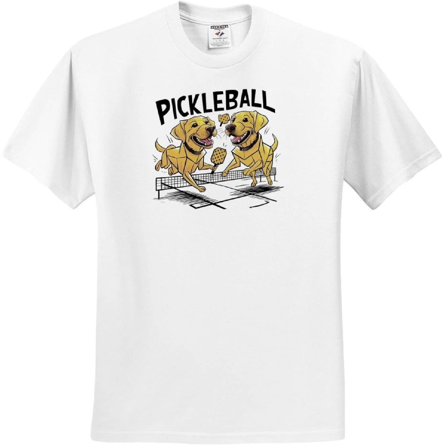 3dRose, Funny Cute Cool Artistic Labrador Retriever Dogs Playing Pickleball, T-Shirt XXXXXL белый
