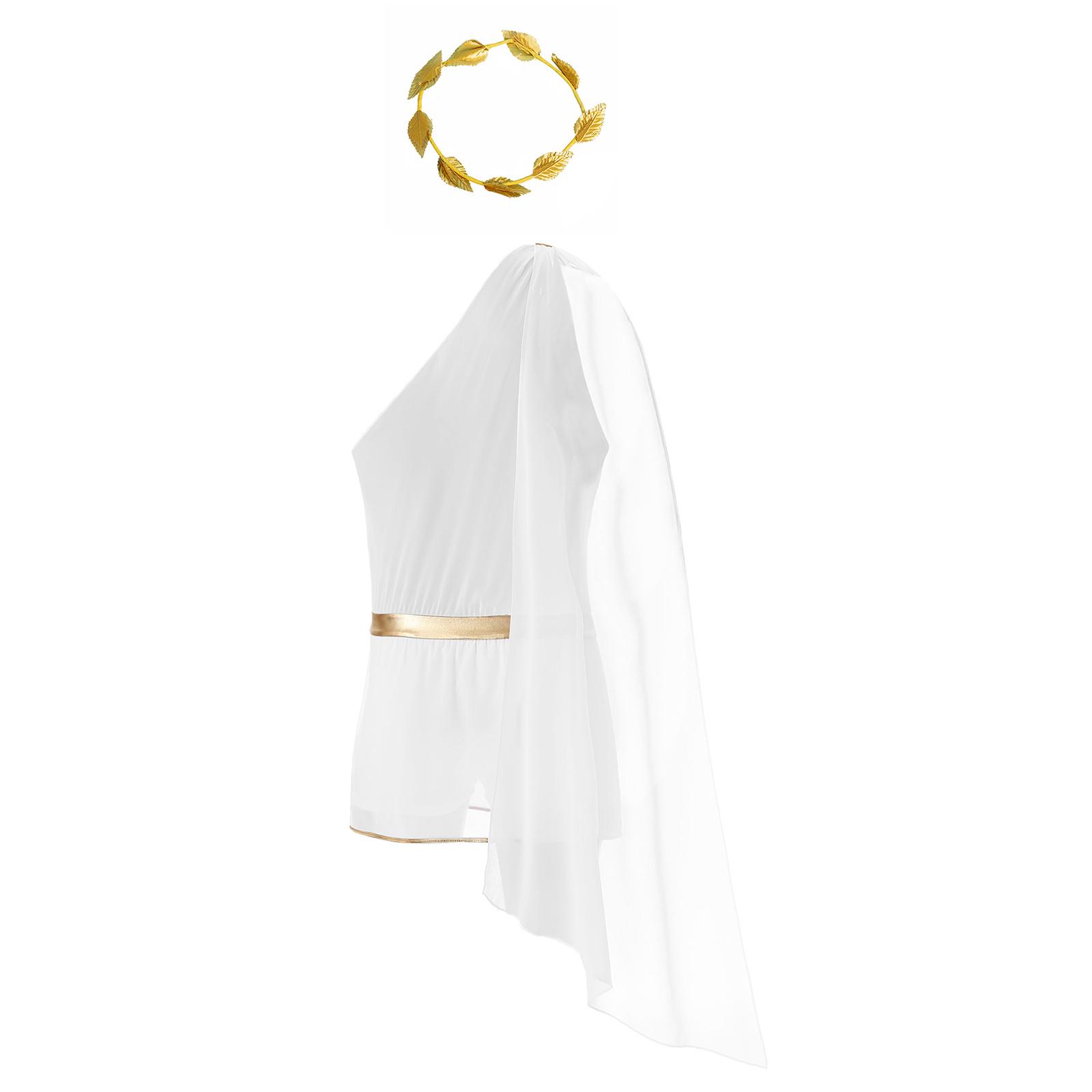 

Мужской древнегреческий костюм на одно плечо, боди с юбкой, золотой лист, головной убор, мифологический комплект для косплея S белый