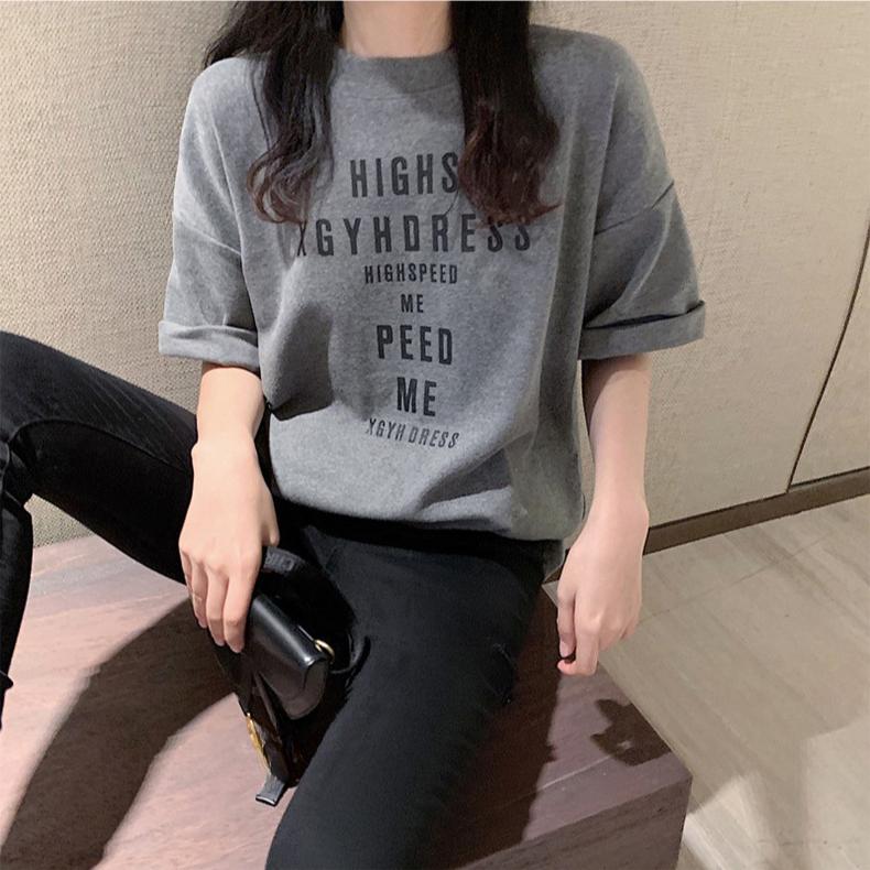 Summer korean Short Sleeve T-shirts for Women Vintage letter printing Casual Loose T Shirt Harajuku Students Y2k Tops streetwear
