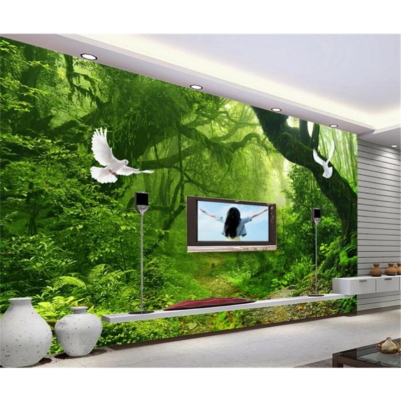 Green Forest Mural Big Tree 3d Wallpaper Living Room Bedroom Decoration Wallpaper For Walls 3d Murals