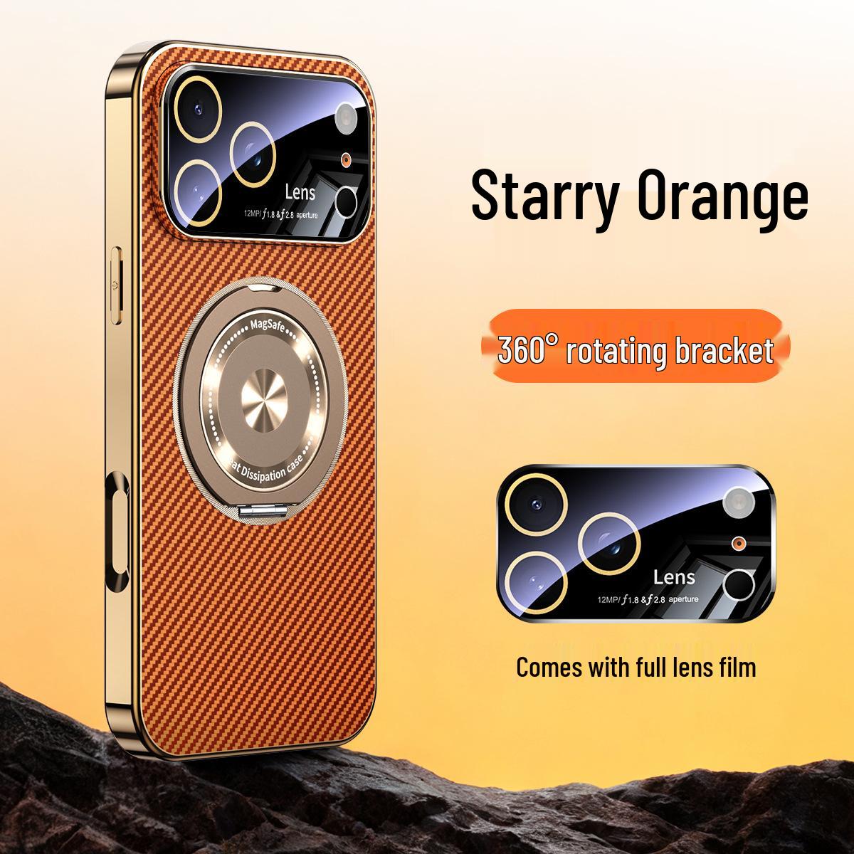 

Carbon Fiber 360° Rotating Stand Case for iPhone 17 Pro Max, Apple 16/15 Magnetic Shockproof Cover iPhone 15 Pro Max