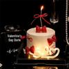 Qixi Valentine's Day Red Leather Bow Light-Up Cake Decoration Accessories