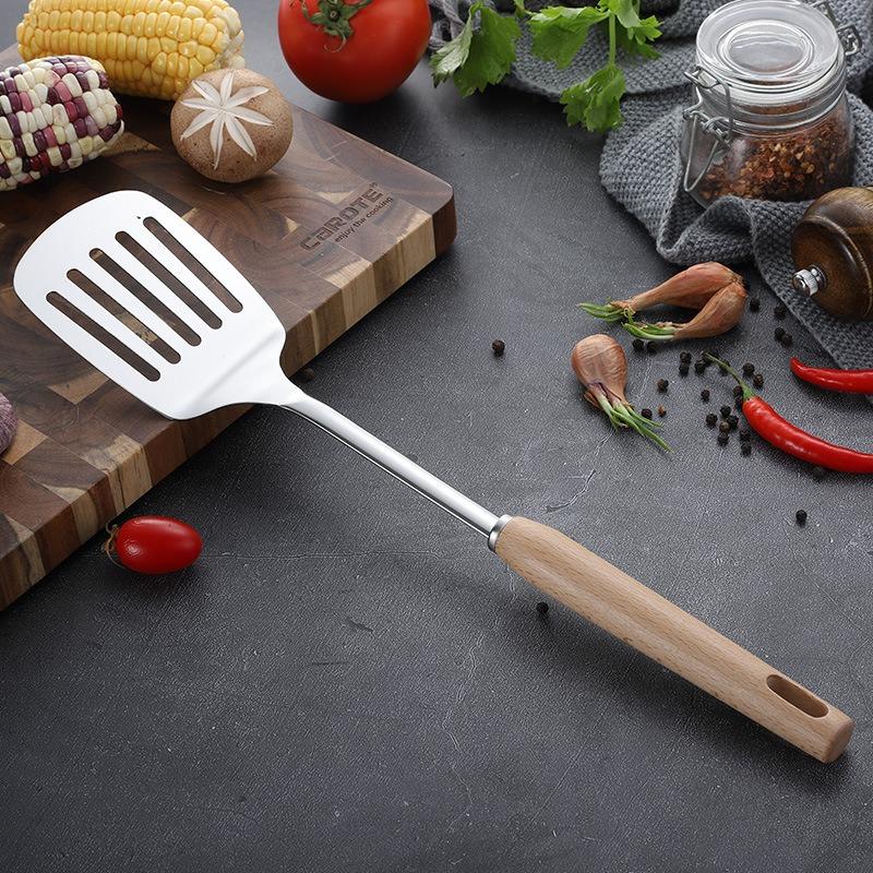 Wooden Handle Stainless Steel Kitchenware Cooking Spoons Spatulas Kitchenware Set Kitchen Cooking Spatula
