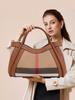 Aidrani  New Retro Checkered Women's Handbag, Large Capacity Luxury Bag, Canvas Genuine Leather Bag