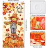 Fall Door Banner Cover Scarecrow Pumpkin Leaves Hanging Banner Autumn Photo Background for Thanksgiving Party Home School Classroom Supplies, 31.5 x
