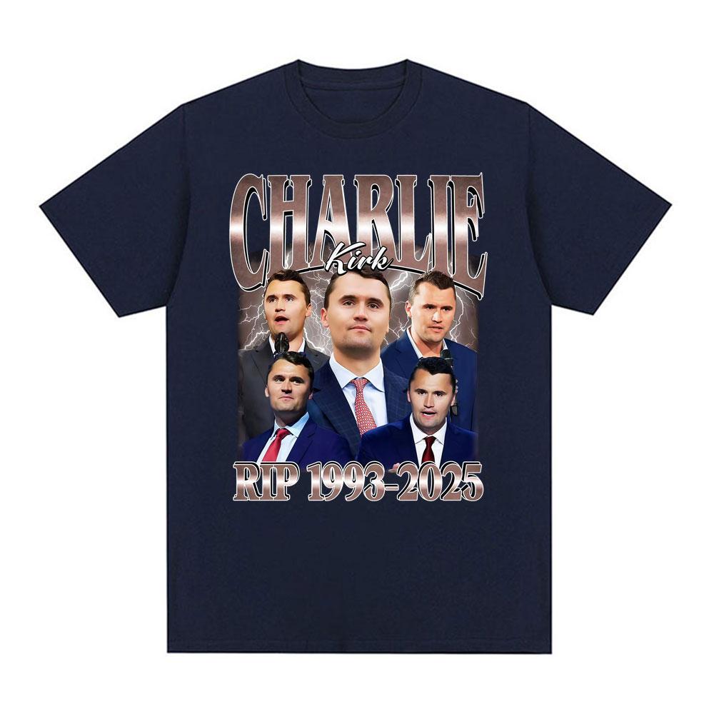 Comique Charlie Kirk RIP 1993-2025 Commémoratif Politique Graphique Rétro Hommes et Femmes Impression Été 100% Coton Pur T-shirt