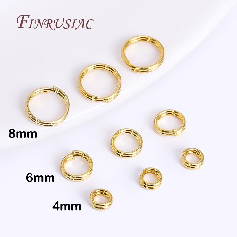 100Pcs/lot Wholesale 18K Gold Plated Open Jump Ring, Brass Double Loops Split Rings Connectors For DIY Key Chain Jewelry Making