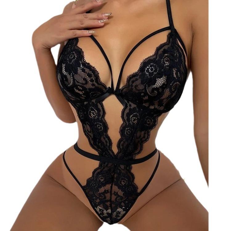 New Sex Underwear Sexy Women's Lace Mesh Hollowed-out Straps Onesie Sex Suit