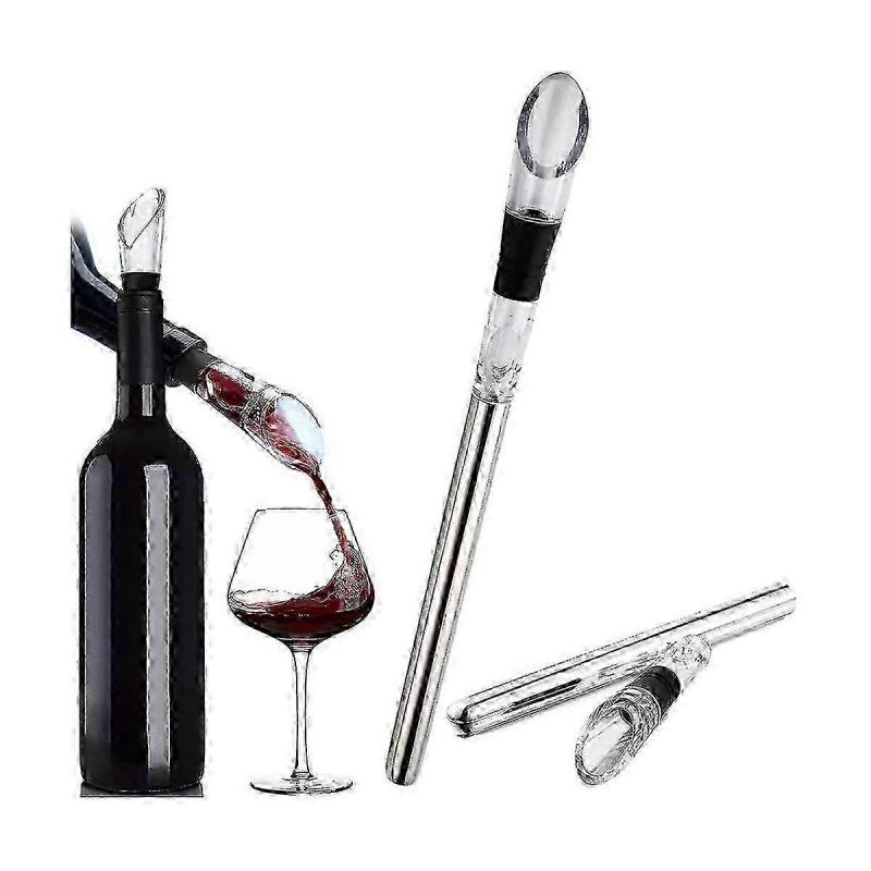 2PCS Stainless Steel Wine Chiller Stick, Rapid Wine Cooler & Aerator, Portable Wine Bottle Chiller for Red & White Wine