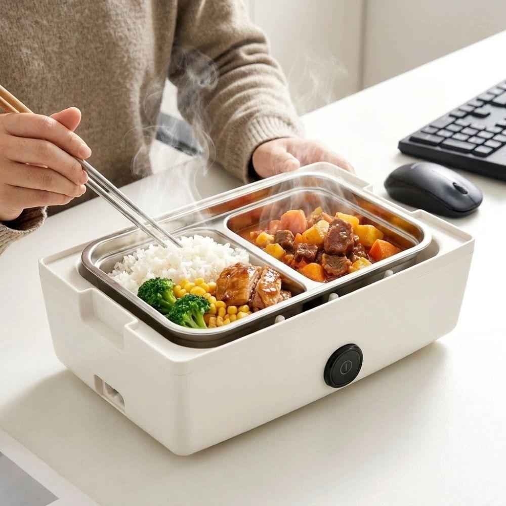 Tragbarer Reiskocher aus Edelstahl, selbstheizend, elektrische Heizbox, Speisenwärmer für Outdoor-Reisen