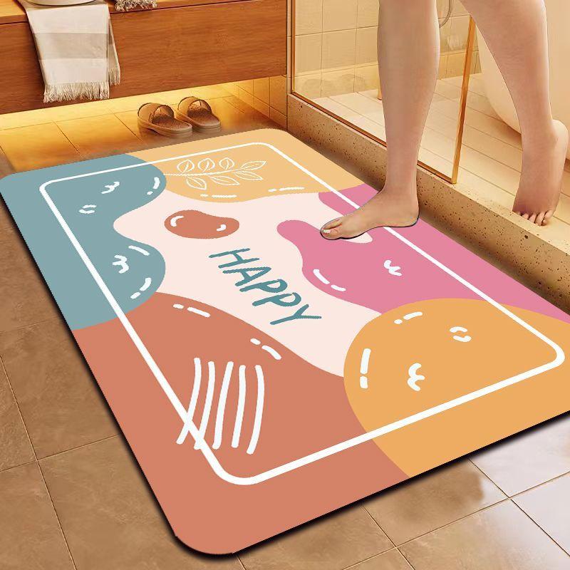 Diatom mud quick drying soft floor mat, bathroom entrance water absorbing and anti slip foot mat