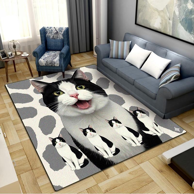 Cow Cat Siamese Carpet Rug for Living Room Bedroom Home Sofa Decoration,Kids play Non-slip Floor Mat