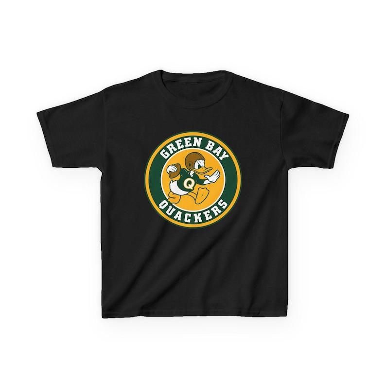 GREEN BAY QUACKERS Kids Tee - Packers Pro Football Donald Duck T-Shirt - Disney Parks Disney World Disneyland Trip Cotton Graphic Tee 130