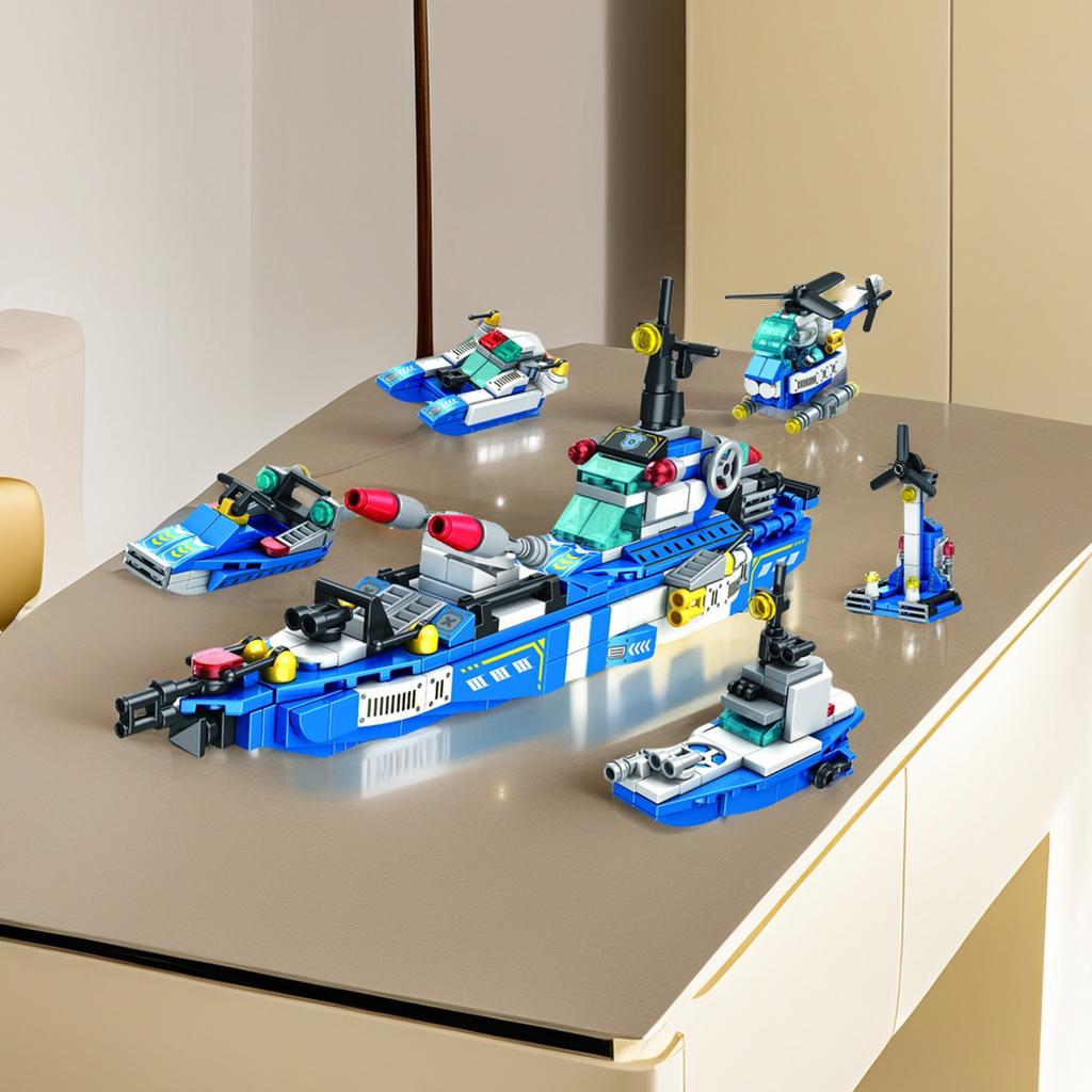 Non-Toxic 520Pcs Maritime Patrol Vessel Building Blocks Toys Model Patrol Boat Assemble Puzzle Bricks Toy Sets For Kid Ornament Gifts