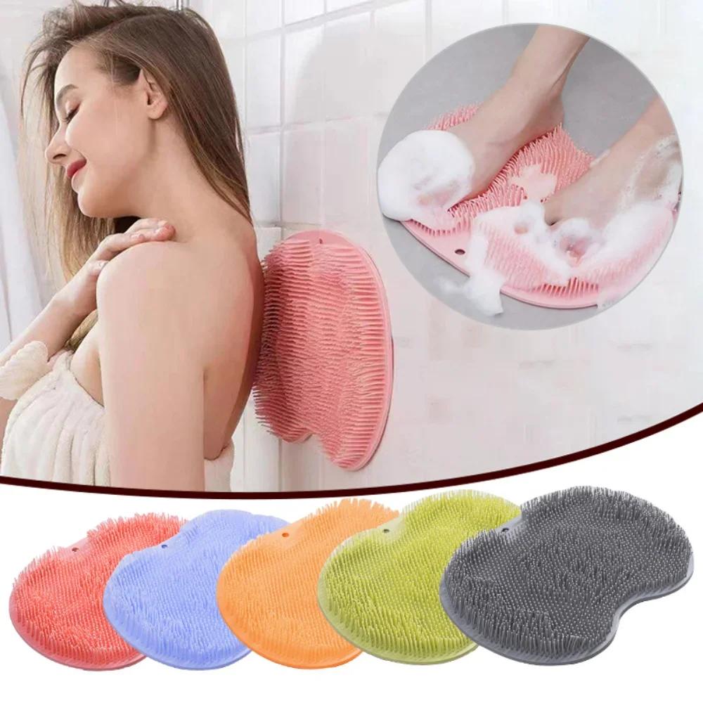 New Exfoliating Shower Massage Scraper Bathroom Non-slip Bath Mat Back Massage Brush Silicone Foot Wash Cleaning Bathing Tool