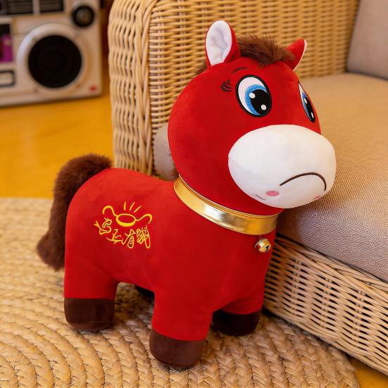 2026 Jahr des Pferdes Plüschtier Glückliches Pferde-Maskottchen für das Mondneujahr Weiches Kuscheltier zur Dekoration Symbol für Glück und Feierlichkeiten
