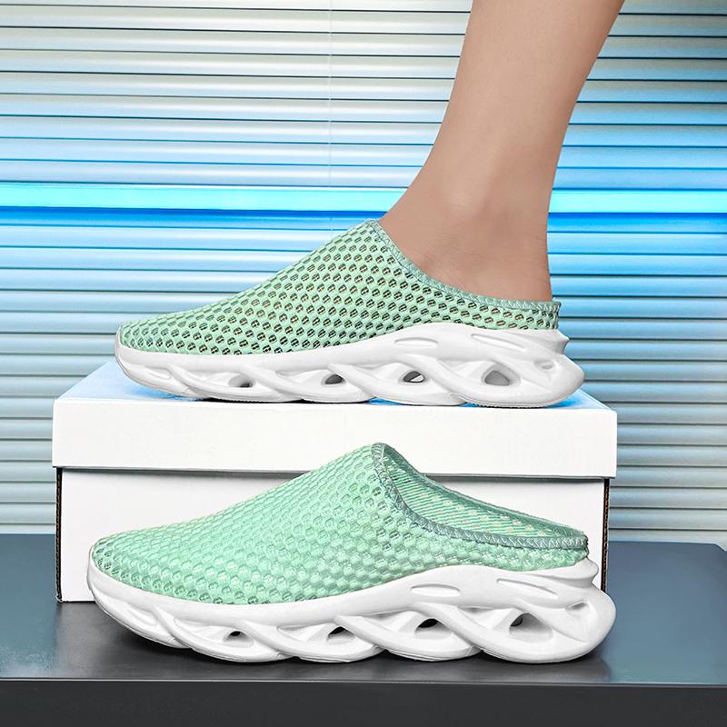 Fashion Green Men Slippers Summer Breathable Home Indoor Slippers Flats Thick Bottom Lightweight Slides Fashion Outdoor Walking Shoes 48