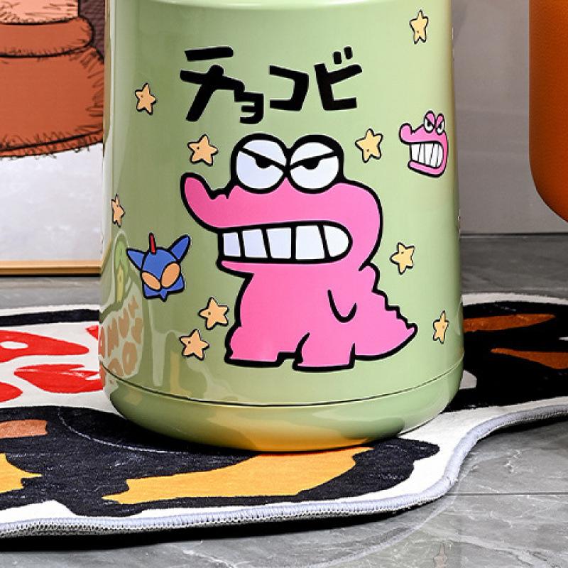15L Crayon Shin chan 2025 Snacks DIY Trash Can with Lid Cute Deodorant Bedside Matcha Color Household Merchandises Waste Bins
