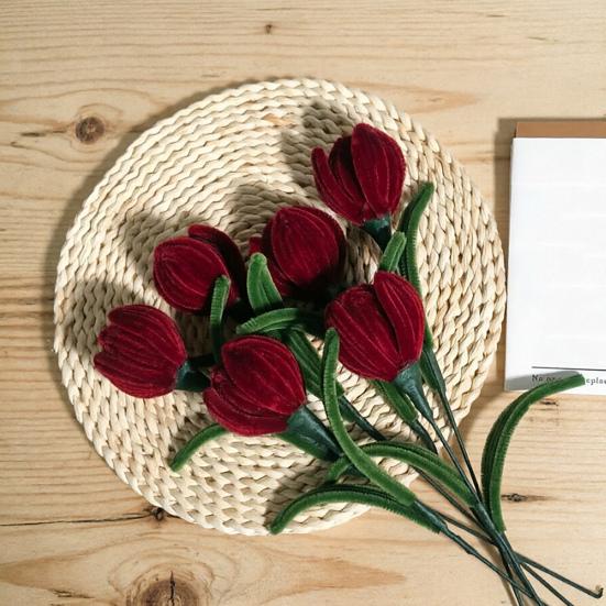 Twisting Stick Tulip Wool Flowers Never Wither Floral Arrangement Long-Lasting Keepsake Flower for Home Decor