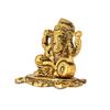 Designer Metal Lord Ganesha Statue Golden Brass Hindu God Ganesh Ganpati Sitting Idol Blessing Ganpati Sculpture for Home