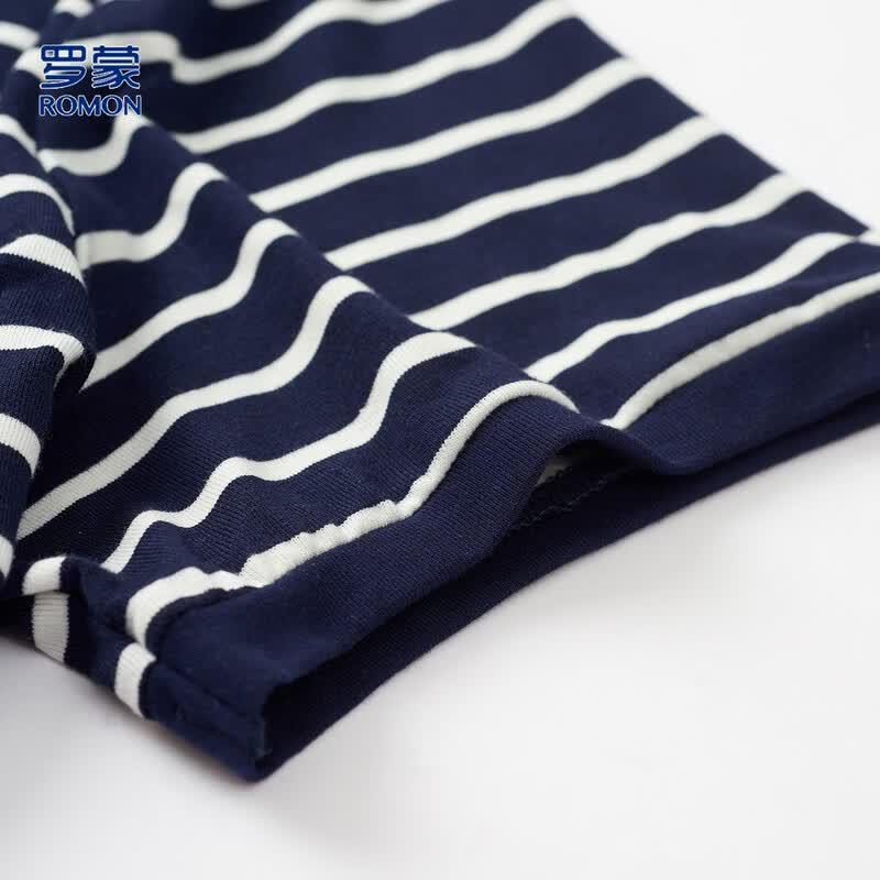 Romon Men's Classic Striped Polo T-Shirt