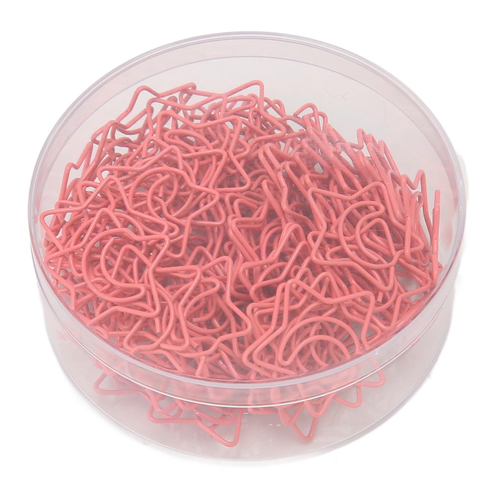 100pcs Star Moon Shaped Paper Clips Antislip Pink Colorfast Cute Paperclip for File Document Classification