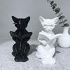Jijijing 3D Printed Reading Cat Statue, Holding Book Glasses Figurine, Modern Decorative Animal Sculpture for Home Office Decor