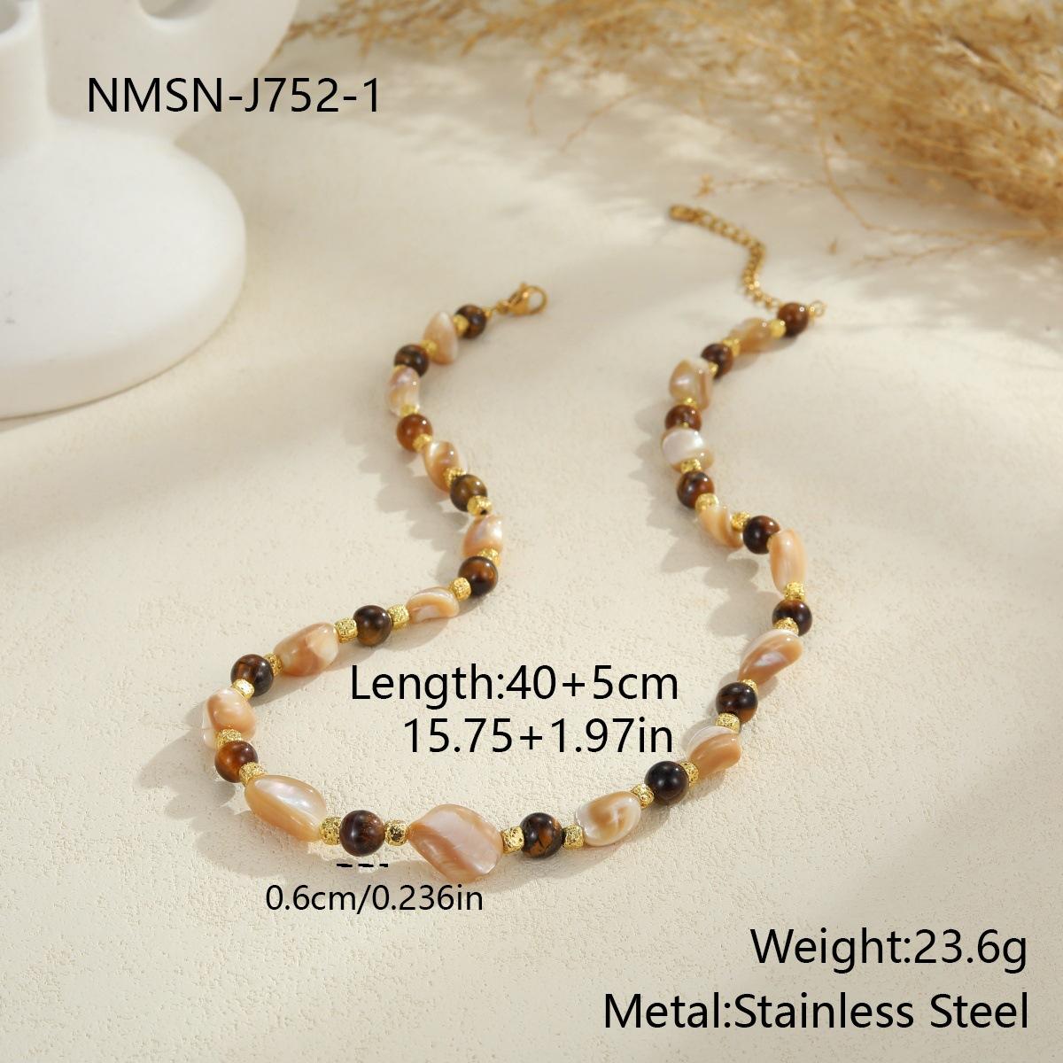 GEMCHIC Women s New Chinese Style Natural Stone Colorful Beaded Necklace Stainless Steel Retro Fashion Jewelry