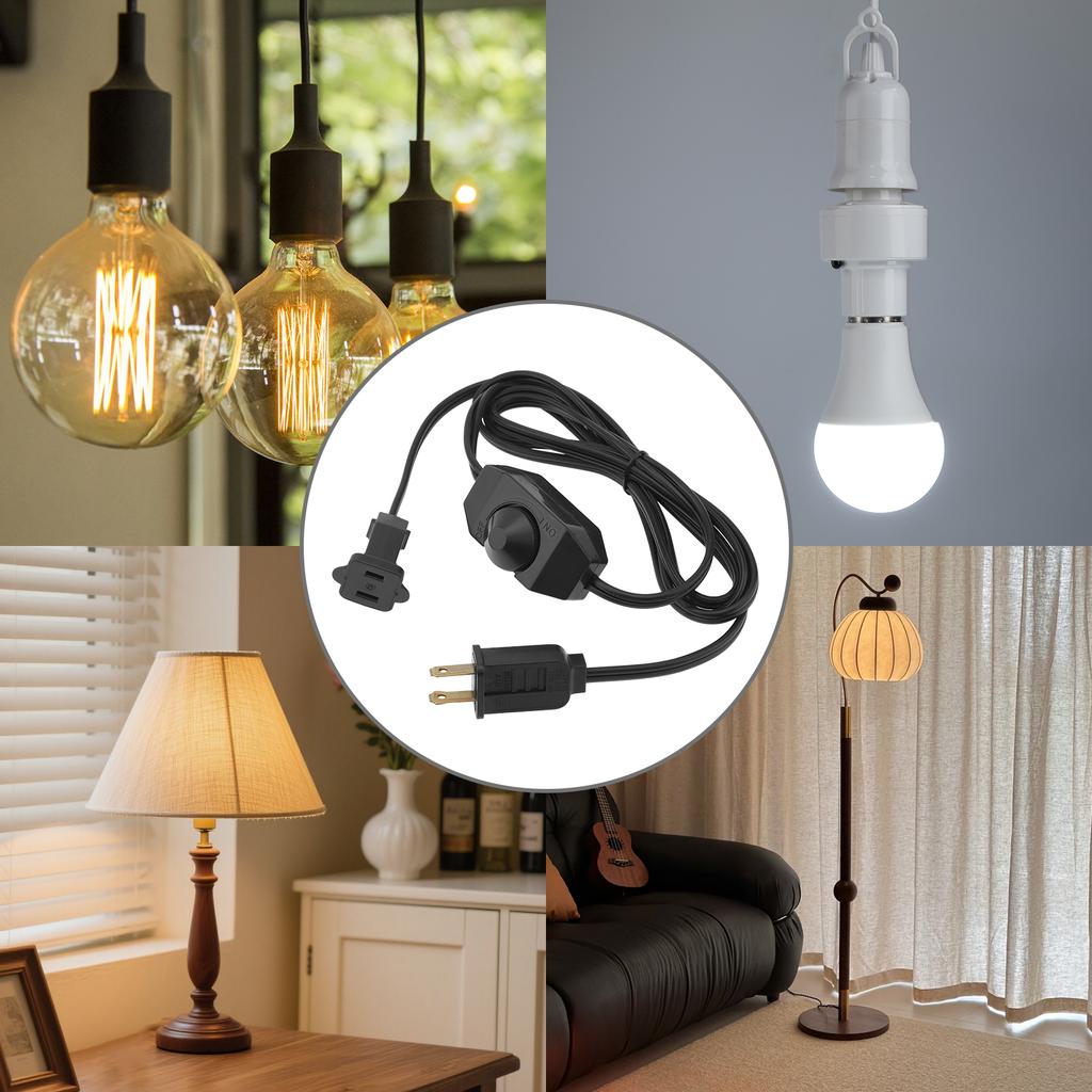 1.8M 5.9ft Plug In Lamp Dimmer Switch Extension Cord Rotary Control Heavy Duty 220V Incandescent Dimmable Lights