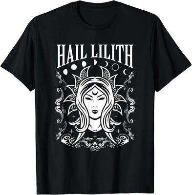 Nuova Maglietta a Maniche Corte Occulta Demone Oscuro Hail Lilith e Luna Piena