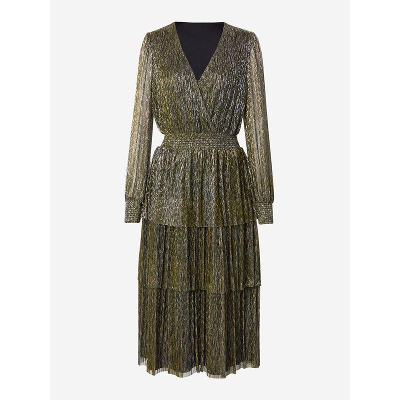 

Bright Silk Mid-Length Light Dress Loose Star Dress Golden Green Silk-In Stock 4XL(Reference 20 yards)